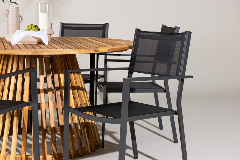 Tucumán Matgrupp Utomhus 120 cm Rund med 6 Copacabana Utestolar - Natur - Utemöbler - Utegrupp - Matgrupper utomhus