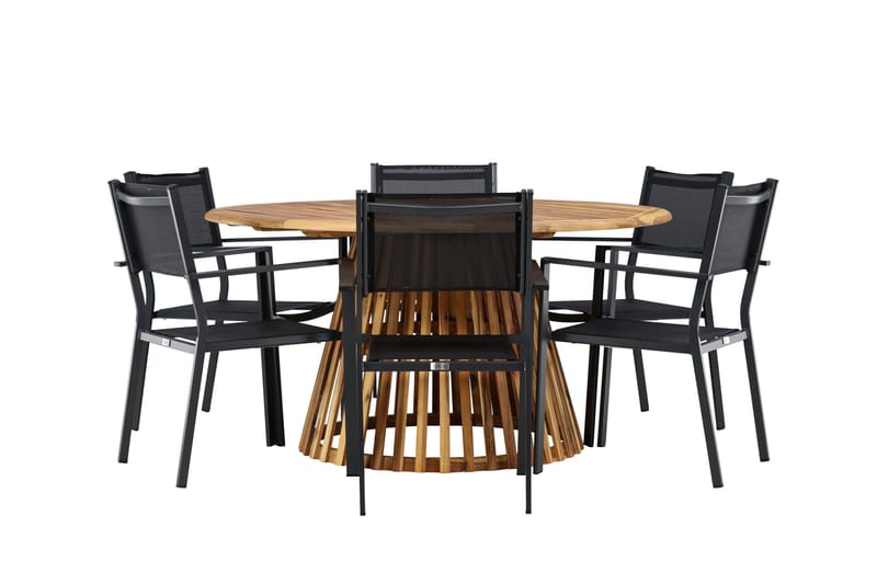 Tucumán Matgrupp Utomhus 120 cm Rund med 6 Copacabana Utestolar - Natur - Utemöbler - Utegrupp - Matgrupper utomhus