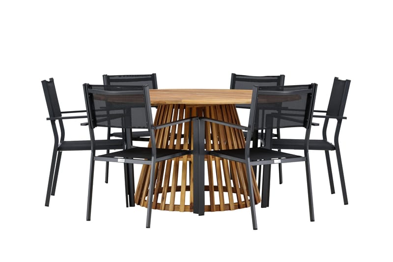 Tucumán Matgrupp Utomhus 120 cm Rund med 6 Copacabana Utestolar - Natur - Utemöbler - Utegrupp - Matgrupper utomhus