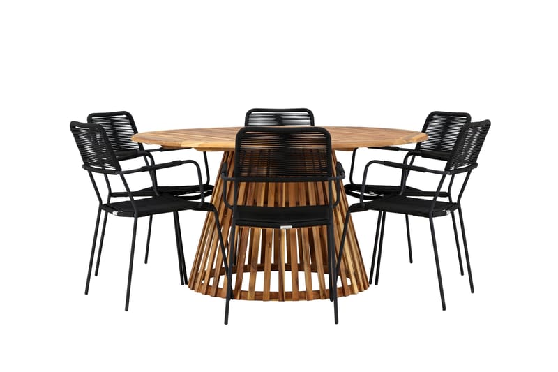 Tucumán Matgrupp Utomhus + 6 Utestolar - Natur - Utemöbler - Utegrupp - Matgrupper utomhus