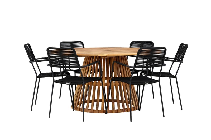 Tucumán Matgrupp Utomhus + 6 Utestolar - Natur - Utemöbler - Utegrupp - Matgrupper utomhus