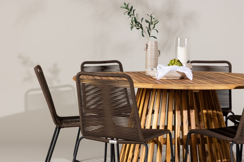 Tucumán Matgrupp Utomhus + 6 Utestolar - Natur - Utemöbler - Utegrupp - Matgrupper utomhus