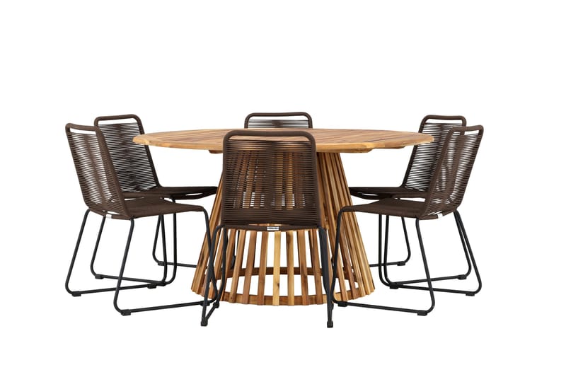 Tucumán Matgrupp Utomhus + 6 Utestolar - Natur - Utemöbler - Utegrupp - Matgrupper utomhus