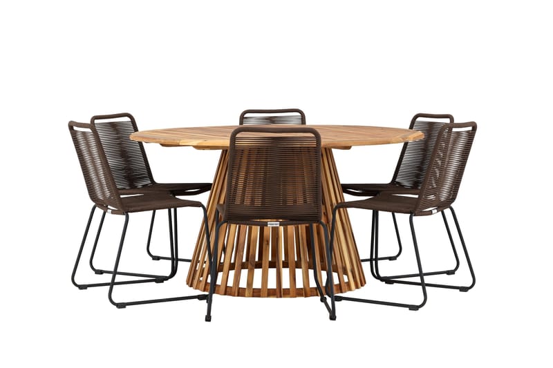 Tucumán Matgrupp Utomhus + 6 Utestolar - Natur - Utemöbler - Utegrupp - Matgrupper utomhus