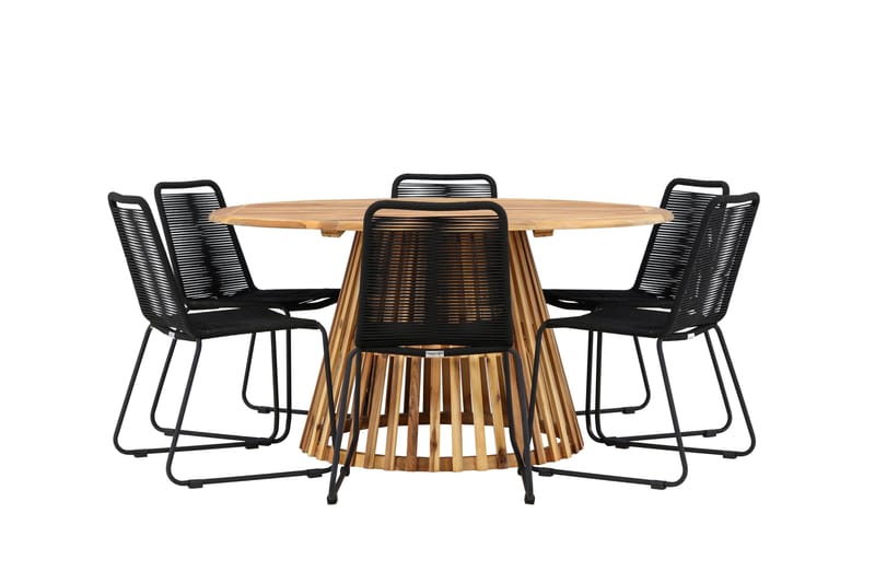 Tucumán Matgrupp Utomhus + 6 Utestolar - Natur - Utemöbler - Utegrupp - Matgrupper utomhus