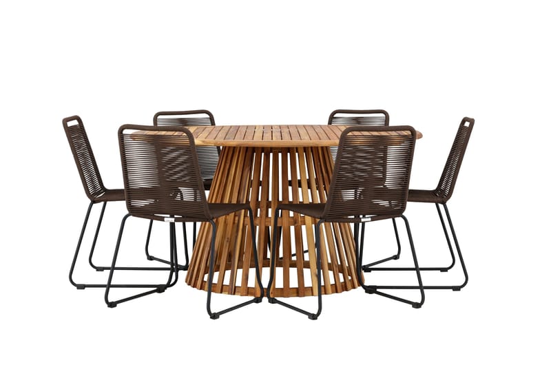 Tucumán Matgrupp Utomhus + 6 Utestolar - Natur - Utemöbler - Utegrupp - Matgrupper utomhus