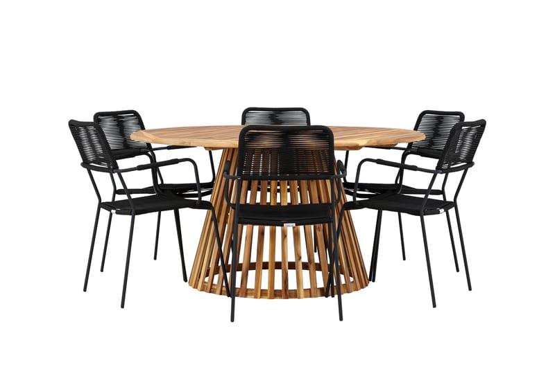 Tucumán Matgrupp Utomhus + 6 Utestolar - Natur - Utemöbler - Utegrupp - Matgrupper utomhus