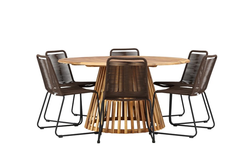 Tucumán Matgrupp Utomhus + 6 Utestolar - Natur - Utemöbler - Utegrupp - Matgrupper utomhus