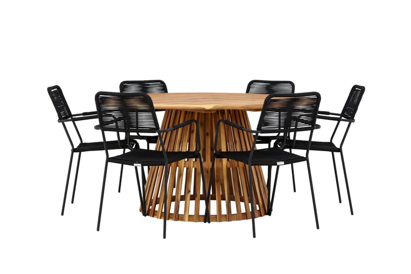 Tucumán Matgrupp Utomhus + 6 Utestolar - Natur - Utemöbler - Utegrupp - Matgrupper utomhus