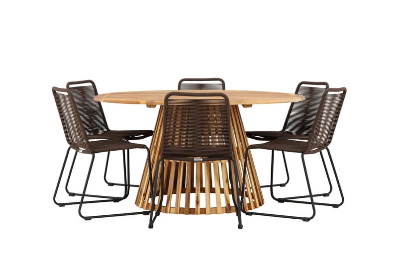 Tucumán Matgrupp Utomhus + 6 Utestolar - Natur - Utemöbler - Utegrupp - Matgrupper utomhus