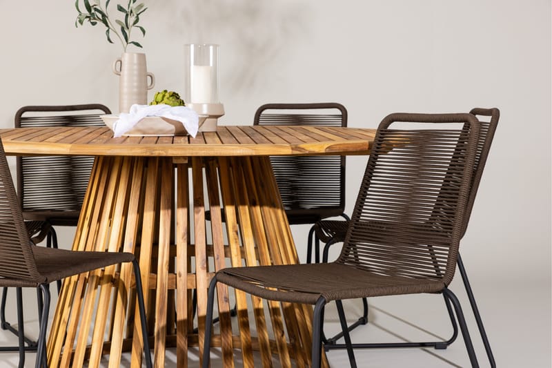 Tucumán Matgrupp Utomhus + 6 Utestolar - Natur - Utemöbler - Utegrupp - Matgrupper utomhus