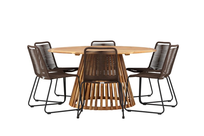 Tucumán Matgrupp Utomhus + 6 Utestolar - Natur - Utemöbler - Utegrupp - Matgrupper utomhus