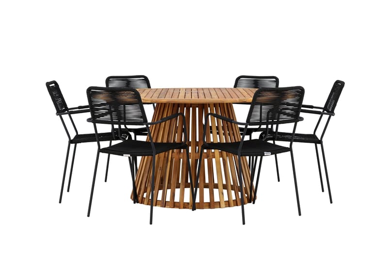 Tucumán Matgrupp Utomhus + 6 Utestolar - Natur - Utemöbler - Utegrupp - Matgrupper utomhus