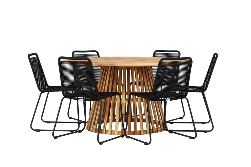 Tucumán Matgrupp Utomhus + 6 Utestolar - Natur - Utemöbler - Utegrupp - Matgrupper utomhus