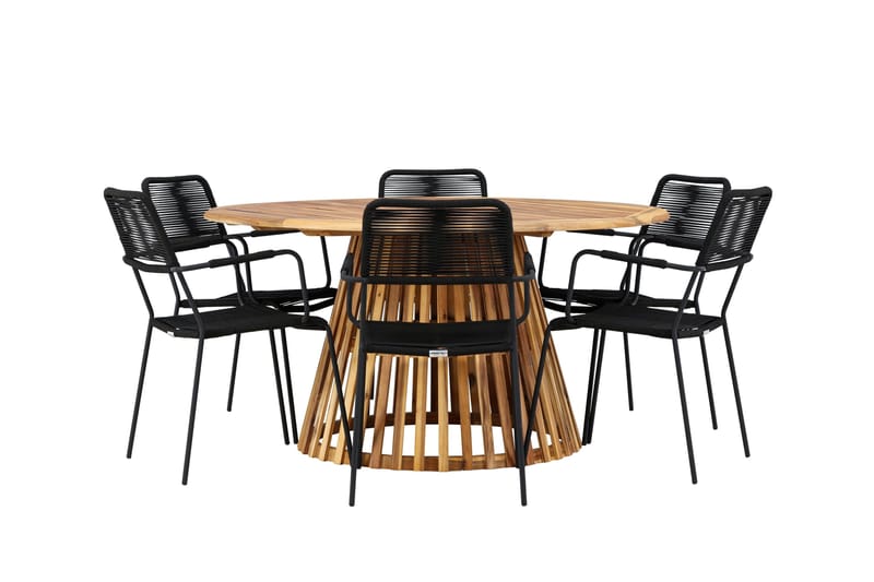 Tucumán Matgrupp Utomhus + 6 Utestolar - Natur - Utemöbler - Utegrupp - Matgrupper utomhus