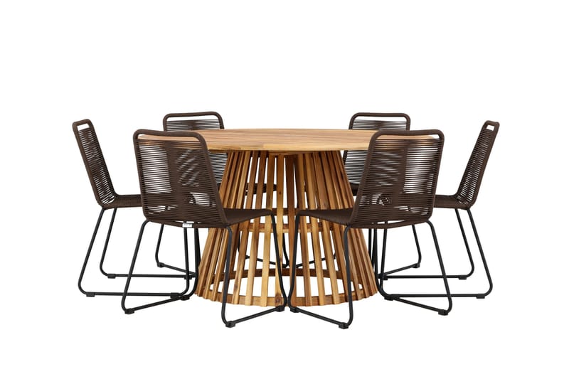 Tucumán Matgrupp Utomhus + 6 Utestolar - Natur - Utemöbler - Utegrupp - Matgrupper utomhus