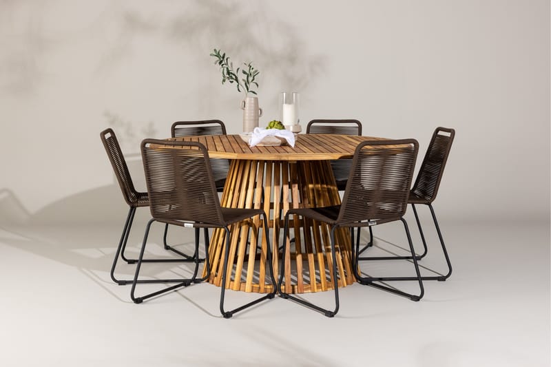 Tucumán Matgrupp Utomhus + 6 Utestolar - Natur - Utemöbler - Utegrupp - Matgrupper utomhus