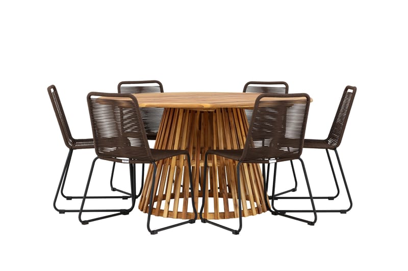 Tucumán Matgrupp Utomhus + 6 Utestolar - Natur - Utemöbler - Utegrupp - Matgrupper utomhus