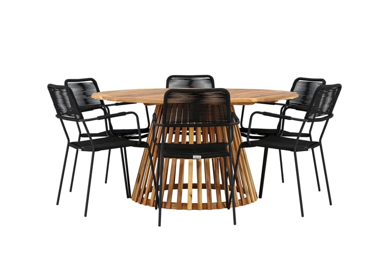 Tucumán Matgrupp Utomhus + 6 Utestolar - Natur - Utemöbler - Utegrupp - Matgrupper utomhus