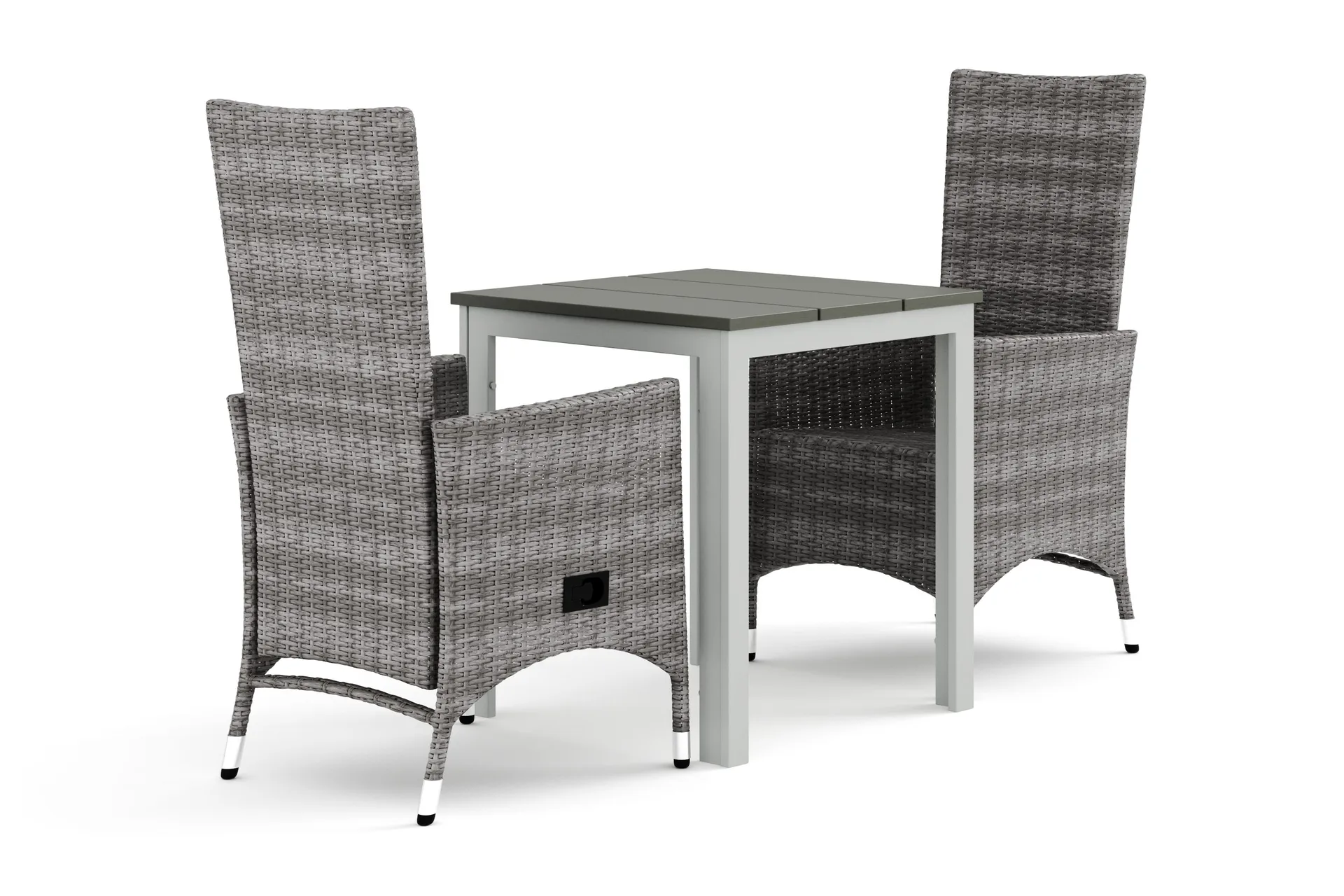 Tunis utomhus caf&eacute;set 70x70 cm med 2 Jenny matstolar - Vit/Gr&aring;