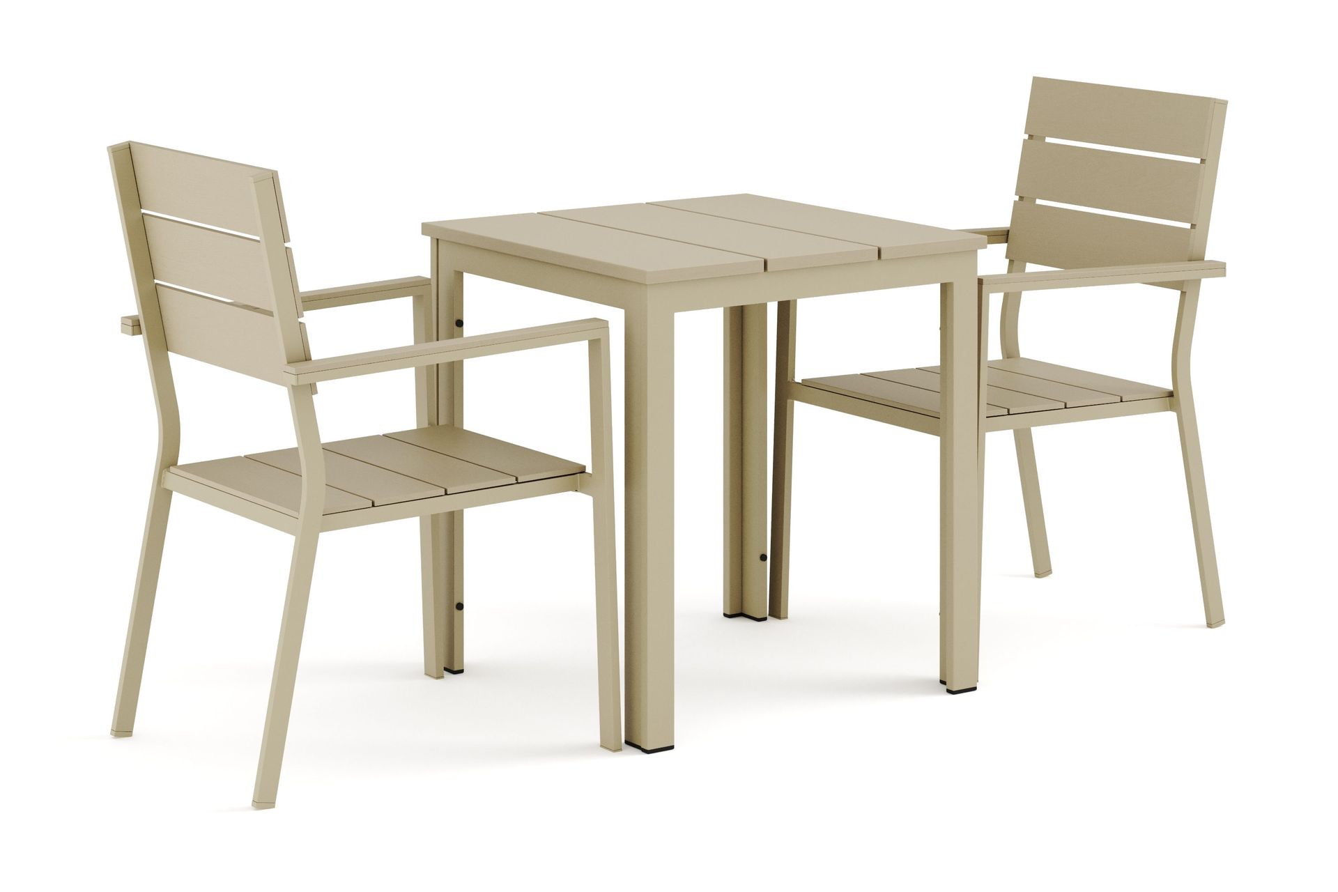 tunis utomhus caféset 70x70 cm med 2 tunis stapelstolar - beige/beige