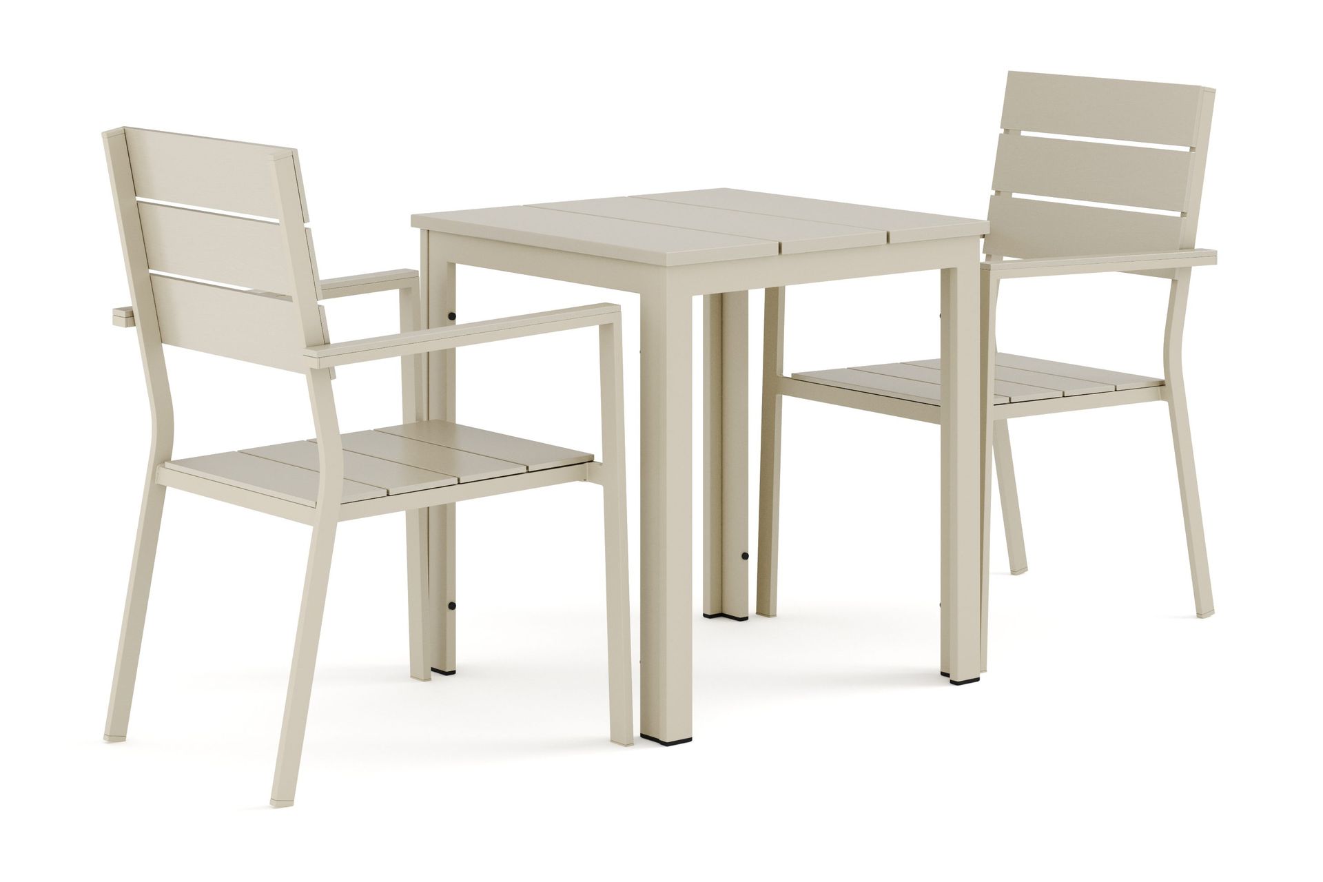 Tunis utomhus caf&eacute;set 70x70 cm med 2 Tunis stapelstolar - Beige/Beige