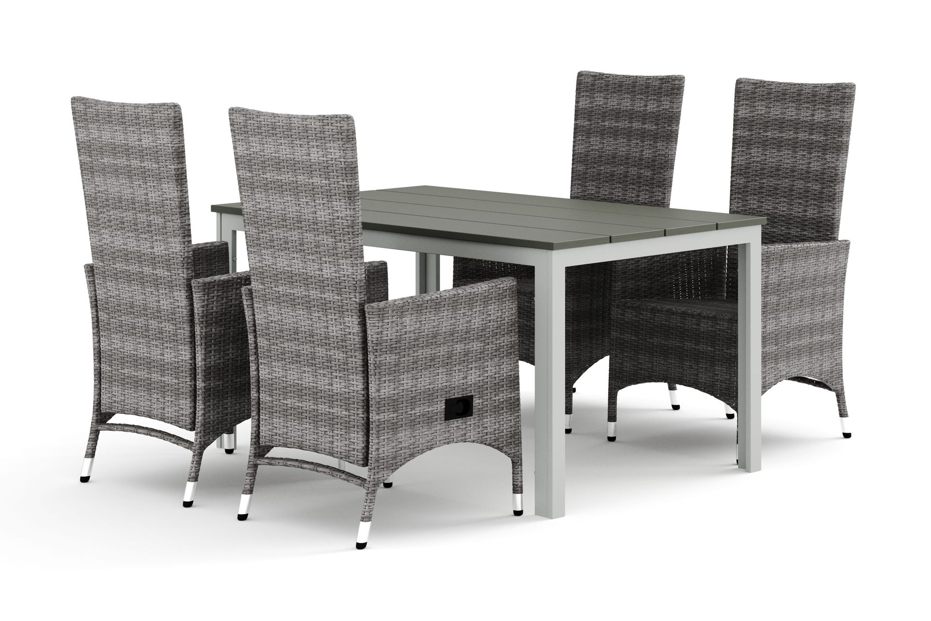 Tunis utomhus matgrupp 140x90 cm med 4 Jenny matstolar - Vit/Gr&aring;