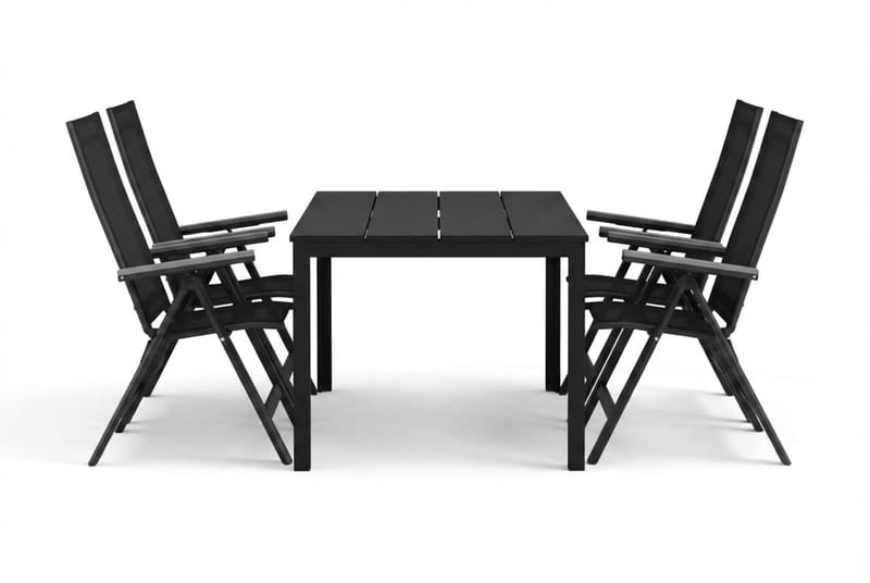 Tunis utomhus matgrupp 140x90 cm med 4 Monaco Light positionsstolar - Svart/Svart - Utemöbler - Utegrupp - Matgrupper utomhus