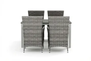 Tunis utomhus matgrupp 140x90 cm med 4 Thor utefåtöljer - Vit/Grå - Utemöbler - Utegrupp - Matgrupper utomhus