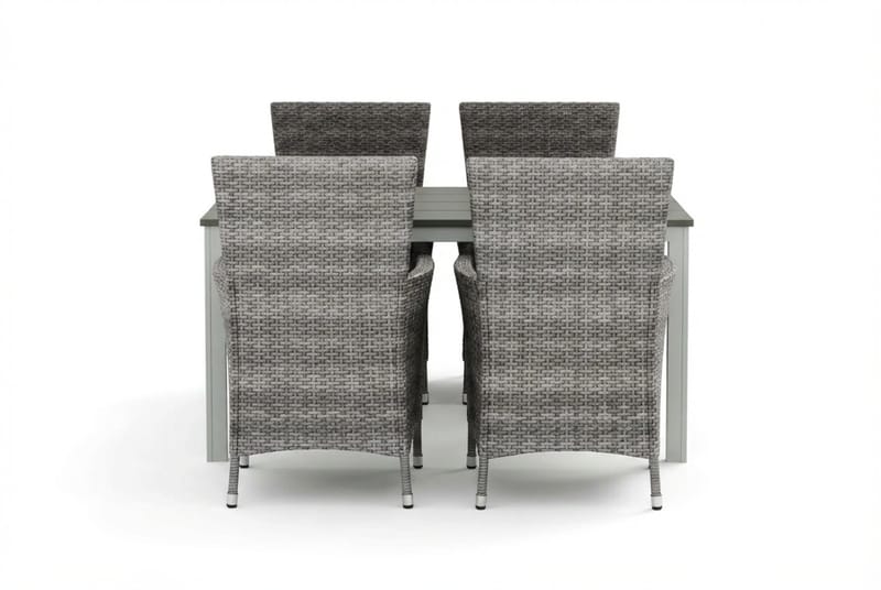 Tunis utomhus matgrupp 140x90 cm med 4 Thor utefåtöljer - Vit/Grå - Utemöbler - Utegrupp - Matgrupper utomhus