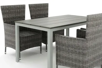 Tunis utomhus matgrupp 140x90 cm med 4 Thor utefåtöljer - Vit/Grå - Utemöbler - Utegrupp - Matgrupper utomhus