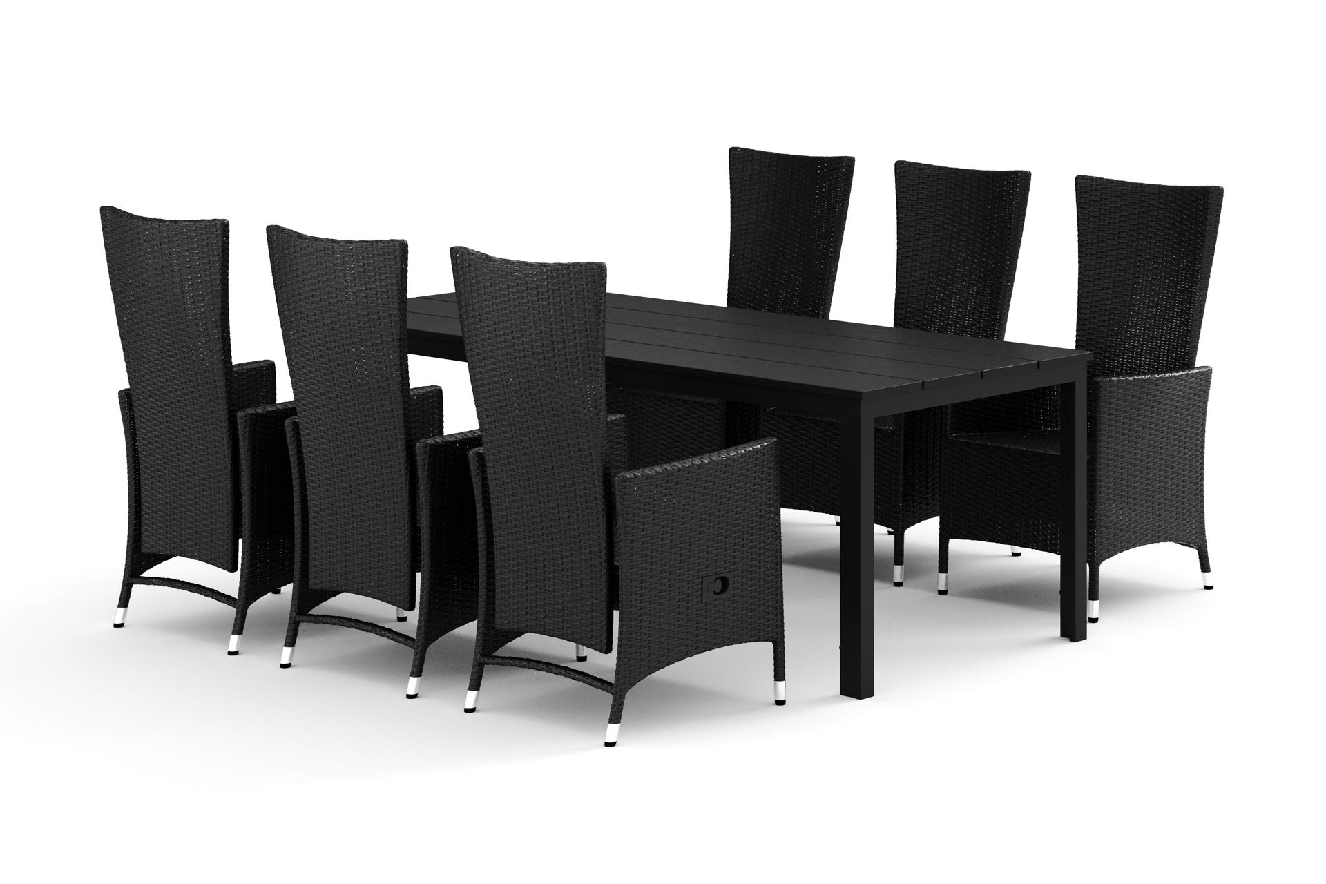 Tunis utomhus matgrupp 205x90 cm med 6 Jenny matstolar - Svart/Svart