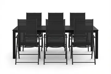 Tunis utomhus matgrupp 205x90 cm med 6 positionsstolar - Svart/Svart - Utemöbler - Utegrupp - Matgrupper utomhus