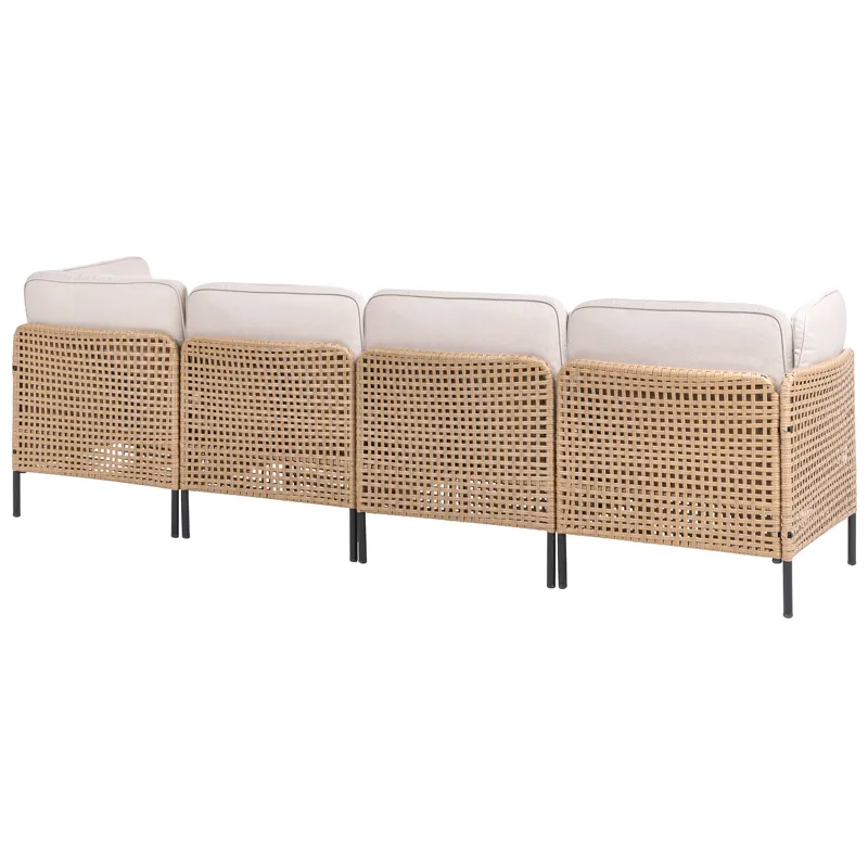 U-Formad Soffa utomhus 6-Sits Omegana Modulär Konstrotting - Beige/Svart - Utemöbler - Utegrupp - Loungegrupp