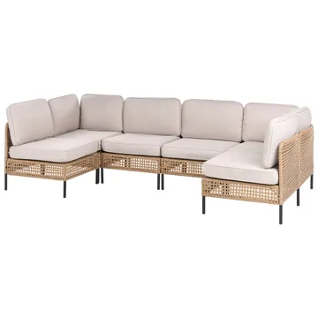 U-Formad Soffa utomhus 6-Sits Omegana Modulär Konstrotting - Beige/Svart - Utemöbler - Utegrupp - Loungegrupp