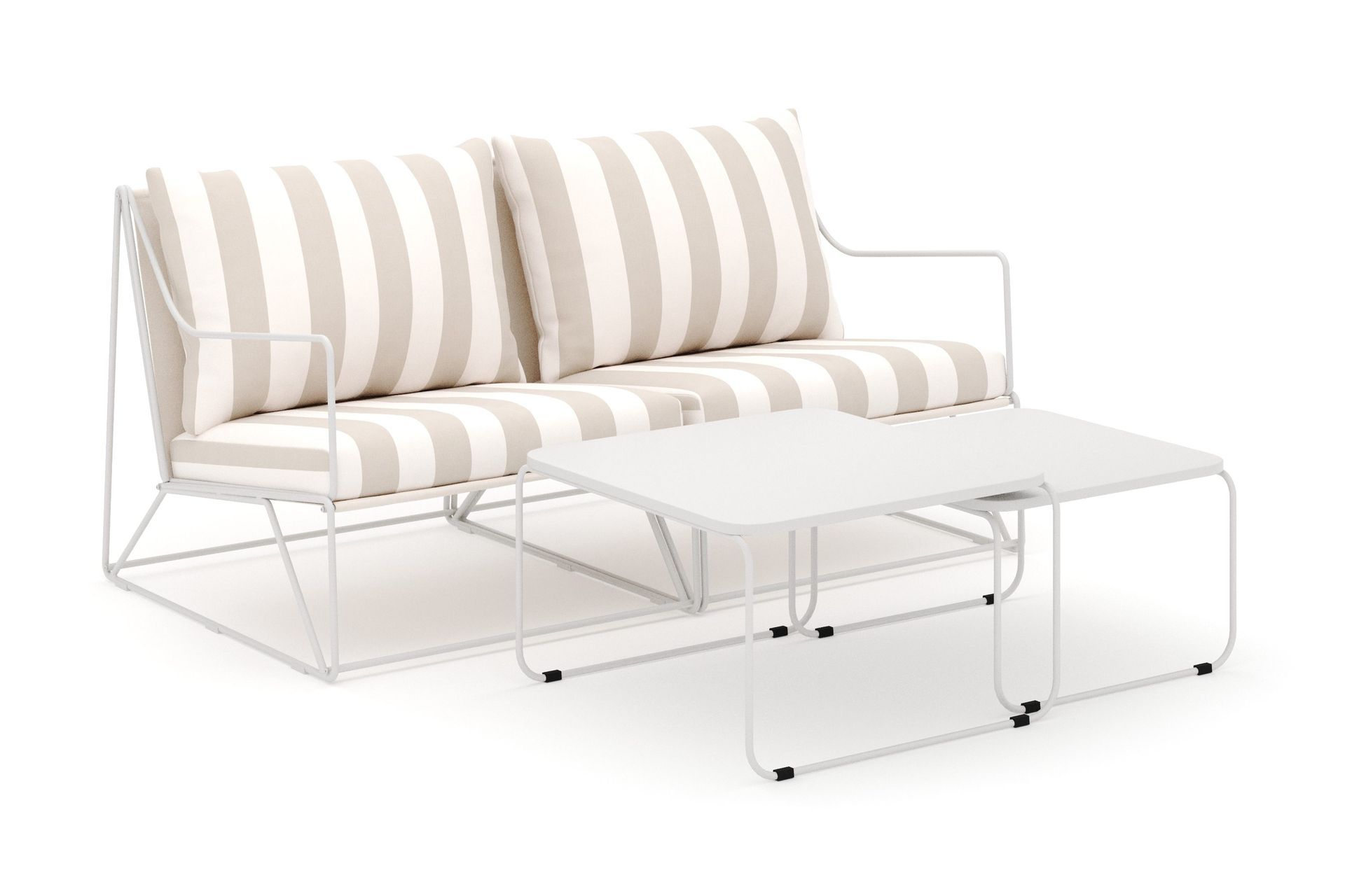 Usteryd 2 sits Loungesoffa med satsbord - Beige/Striped