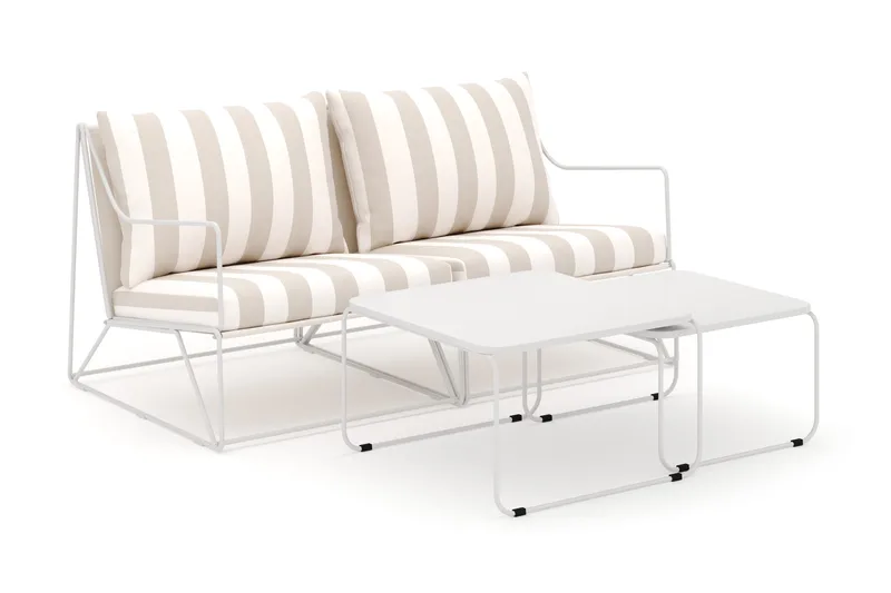 Usteryd 2 sits Loungesoffa med satsbord, Beige/Striped