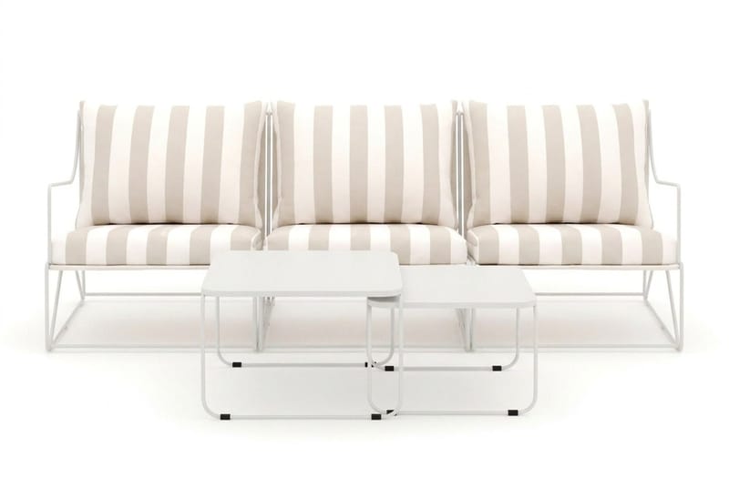 Usteryd 3 sits Loungesoffa med satsbord - Beige/Striped - Utemöbler - Utegrupp - Loungegrupp