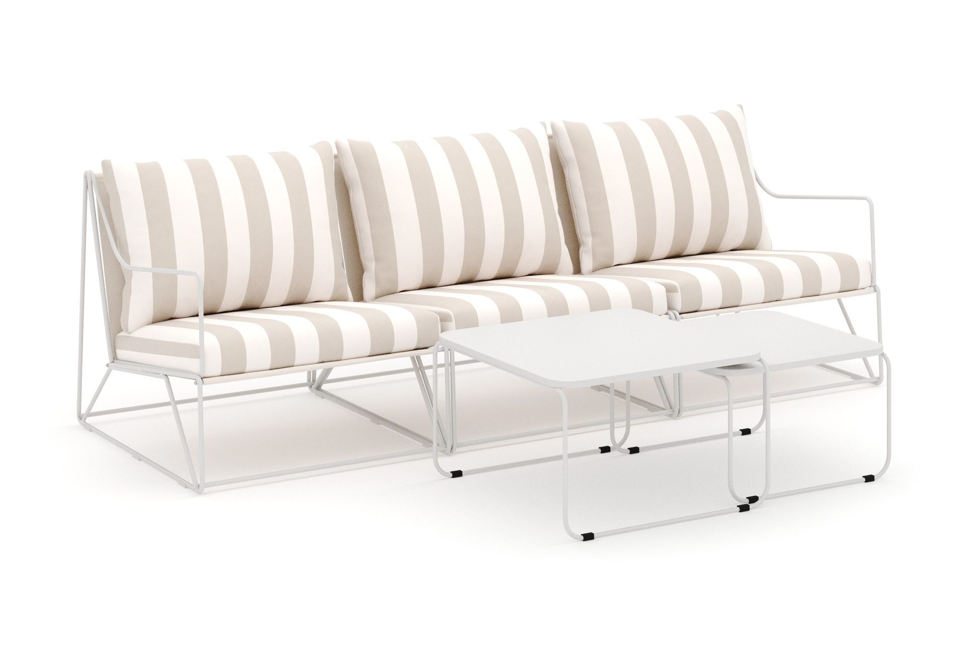 Usteryd 3 sits Loungesoffa med satsbord - Beige/Striped