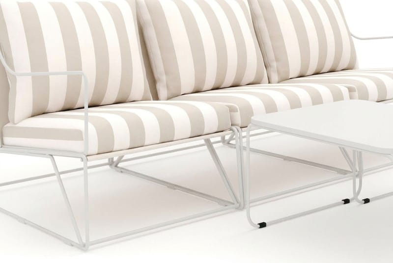 Usteryd 3 sits Loungesoffa med satsbord - Beige/Striped - Utemöbler - Utegrupp - Loungegrupp
