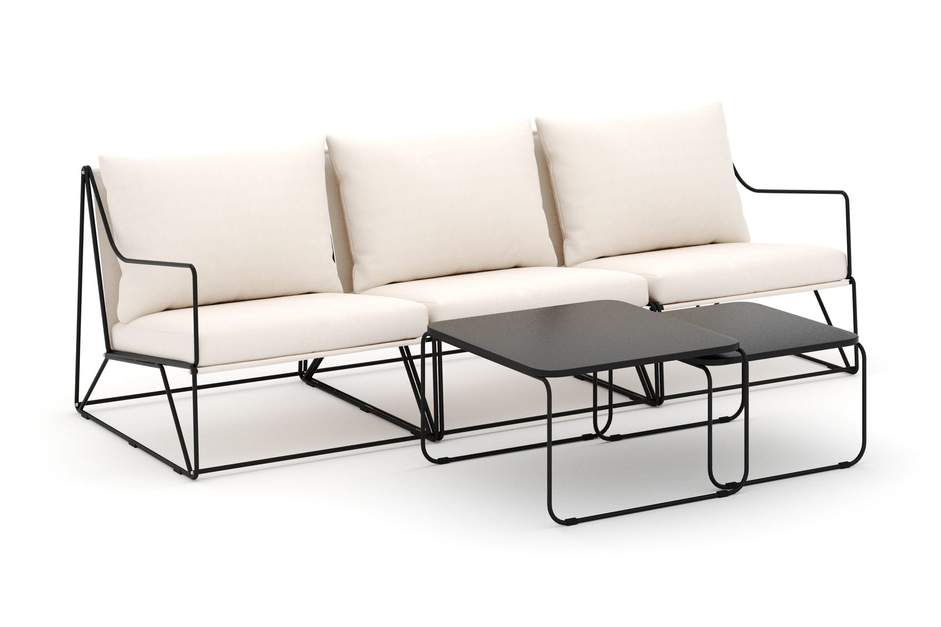 Usteryd 3 sits Loungesoffa med satsbord - Svart/Beige