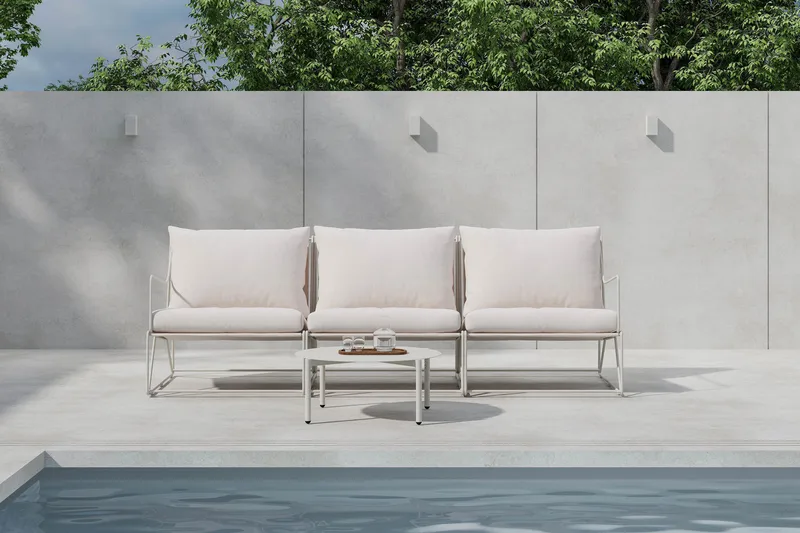 Usteryd Utesoffa 3-sits med Usteryd Soffbord - Beige - Utemöbler - Utegrupp - Loungegrupp