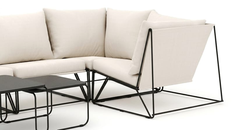 Usteryd utomhus hörnsoffa 5-sits vändbar - Svart/Beige - Utemöbler - Utegrupp - Loungegrupp
