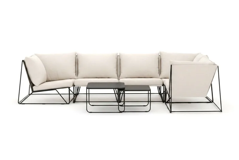 Usteryd utomhus hörnsoffa 5-sits vändbar - Svart/Beige - Utemöbler - Utegrupp - Loungegrupp