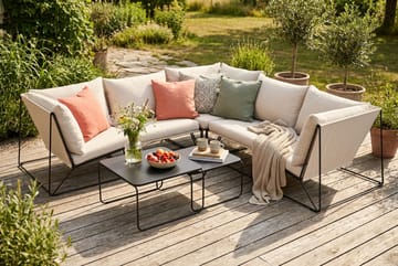 Usteryd utomhus hörnsoffa 5-sits vändbar - Svart/Beige - Utemöbler - Utegrupp - Loungegrupp