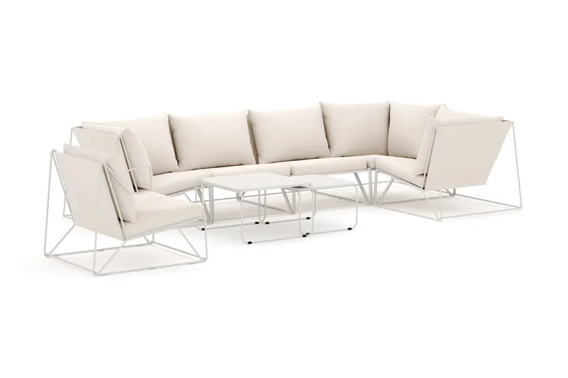 Usteryd utomhus hörnsoffa 6-sits vändbar med fåtölj, Beige/Beige