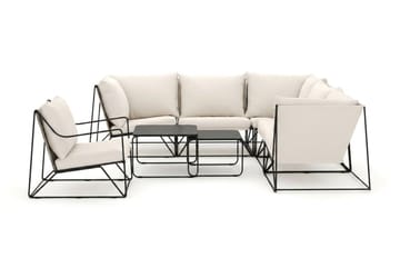 Usteryd utomhus hörnsoffa 6-sits vändbar med fåtölj - Svart/Beige - Utemöbler - Utegrupp - Loungegrupp