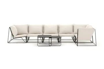 Usteryd utomhus hörnsoffa 6-sits vändbar - Svart/Beige - Utemöbler - Utegrupp - Loungegrupp