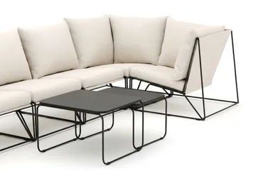 Usteryd utomhus hörnsoffa 6-sits vändbar - Svart/Beige - Utemöbler - Utegrupp - Loungegrupp