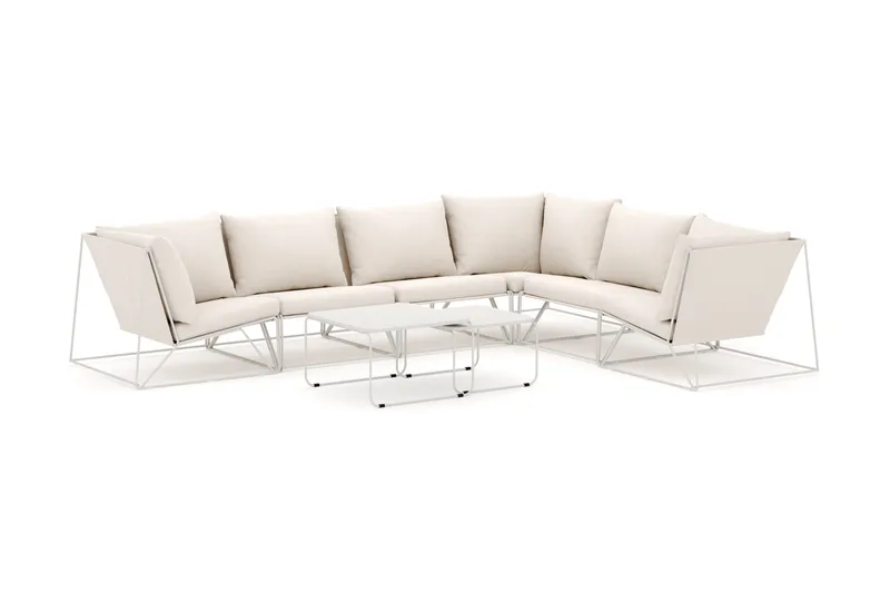 Usteryd utomhus L-soffa 6-sits vändbar, Beige/Beige